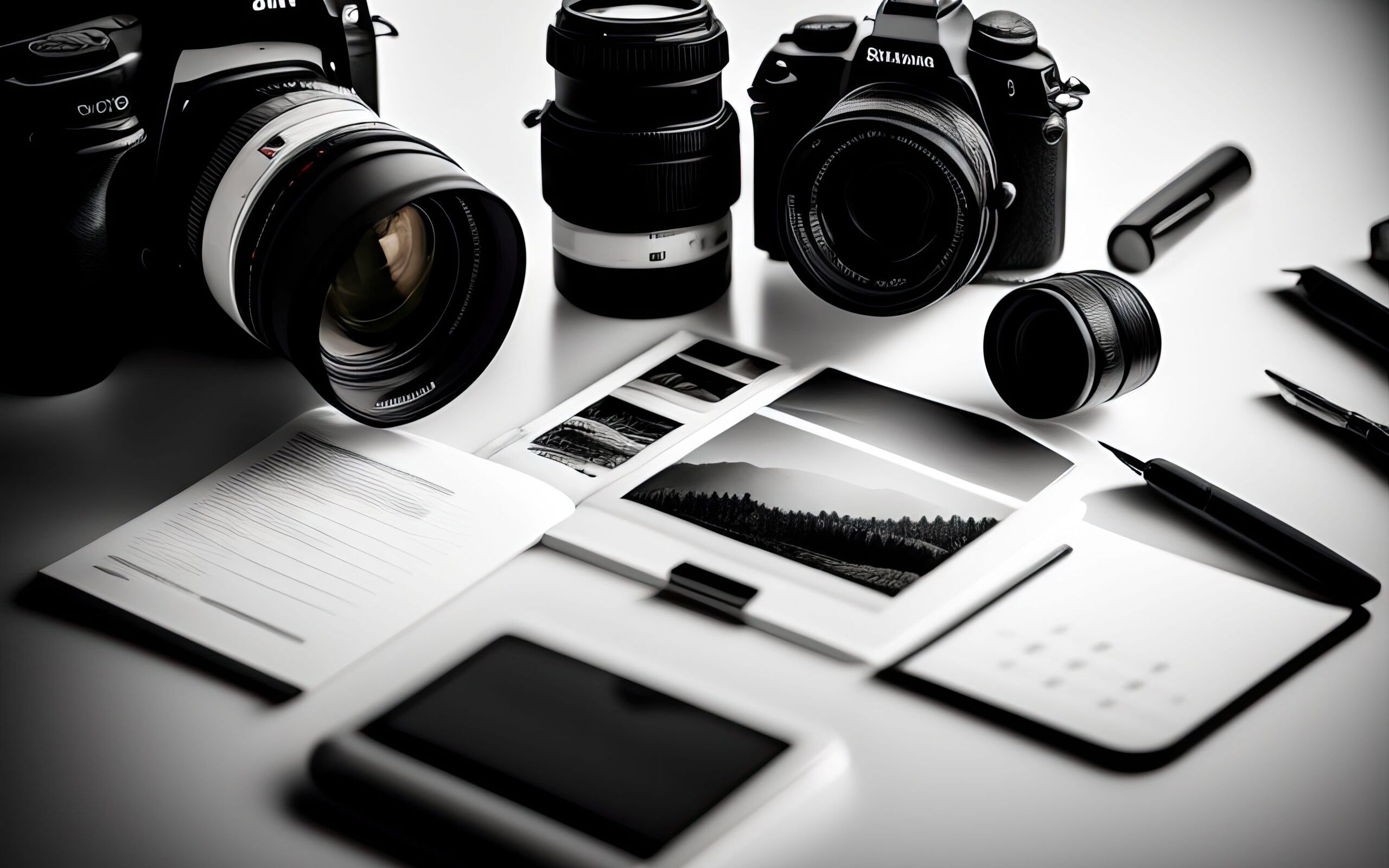 photographer-s-desk-black-white-flat-lay-with-copy-space